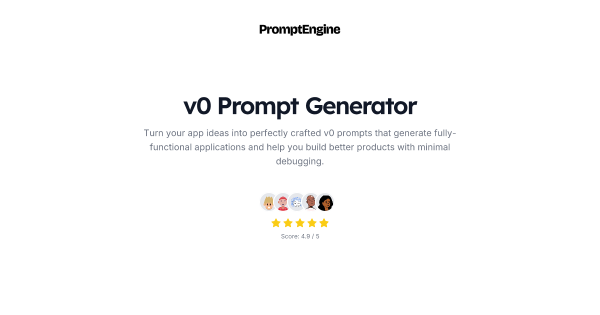Free v0 Prompt Generator - No Sign-Up